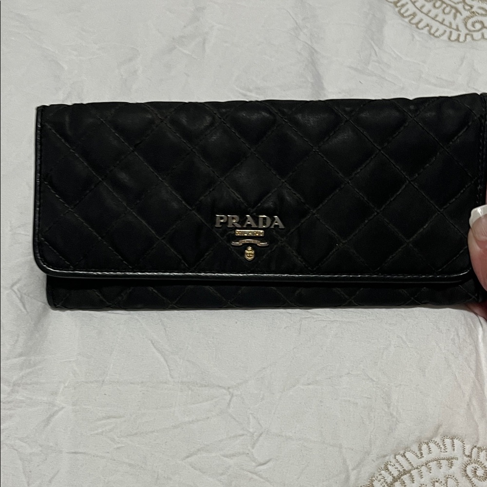 PRADA Quilted Black fold over Wallet authentic COA is available